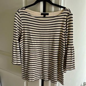 Banana Republic Black and Cream Striped Cotton/poly top S